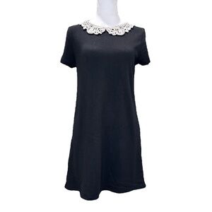 H&M Mini Dress Black Lace Collar Short Sleeve Small